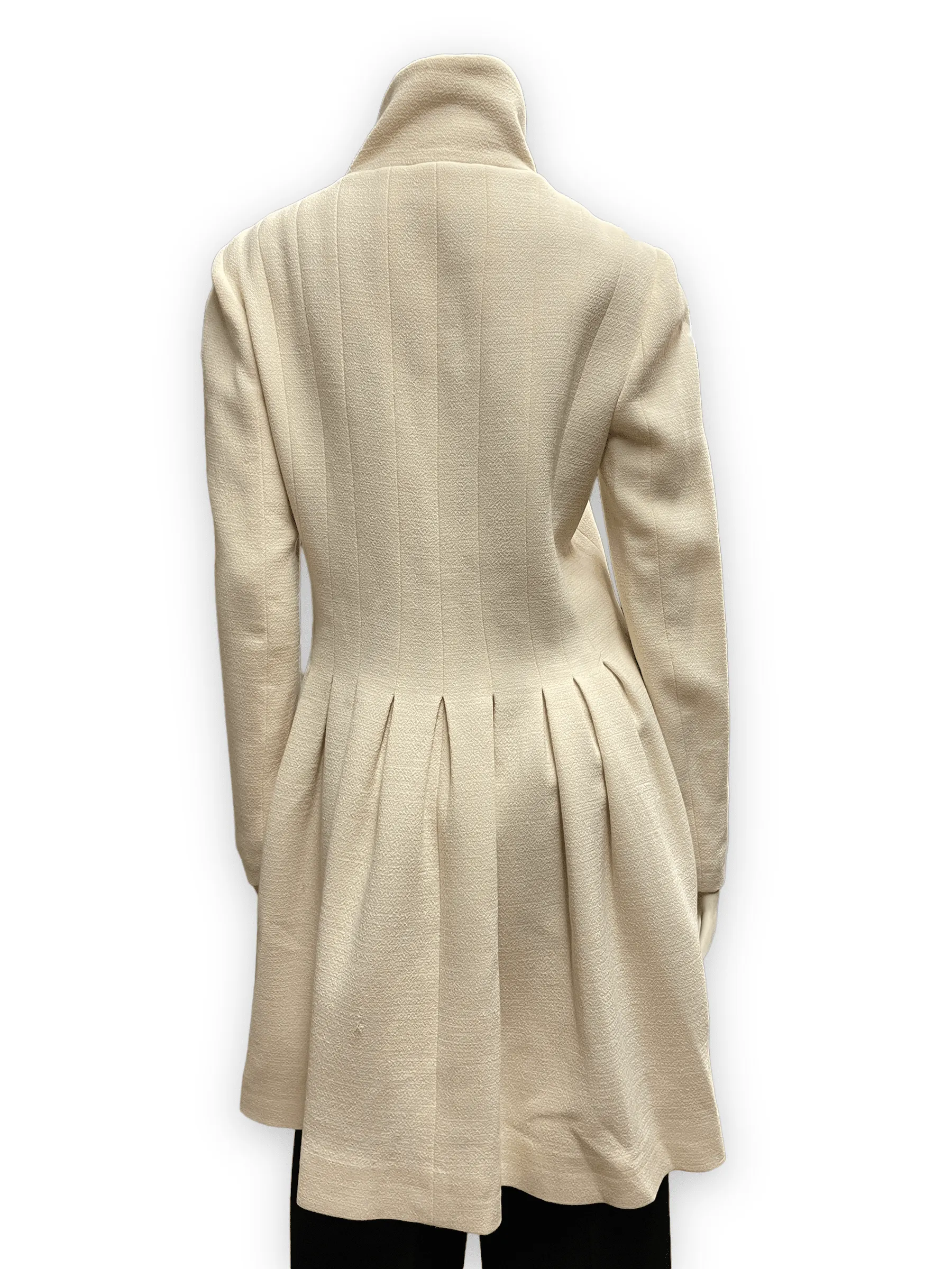 Giambattista Valli Vintage Fitted Cream Wool Dress Coat Made in Italy Size M