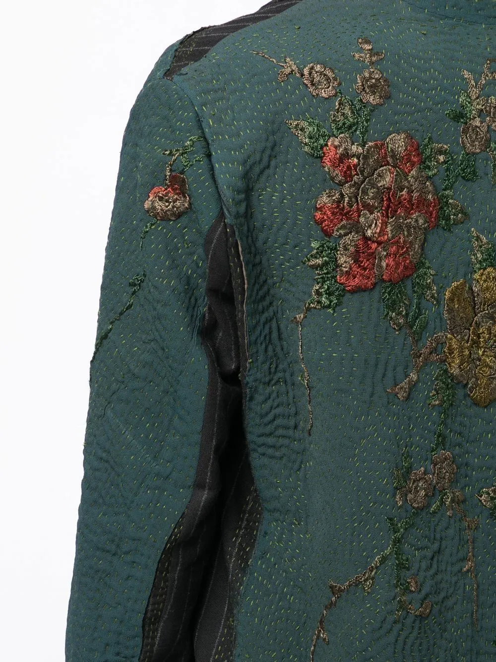 Gil Floral-Embroidered Pinstripe Coat