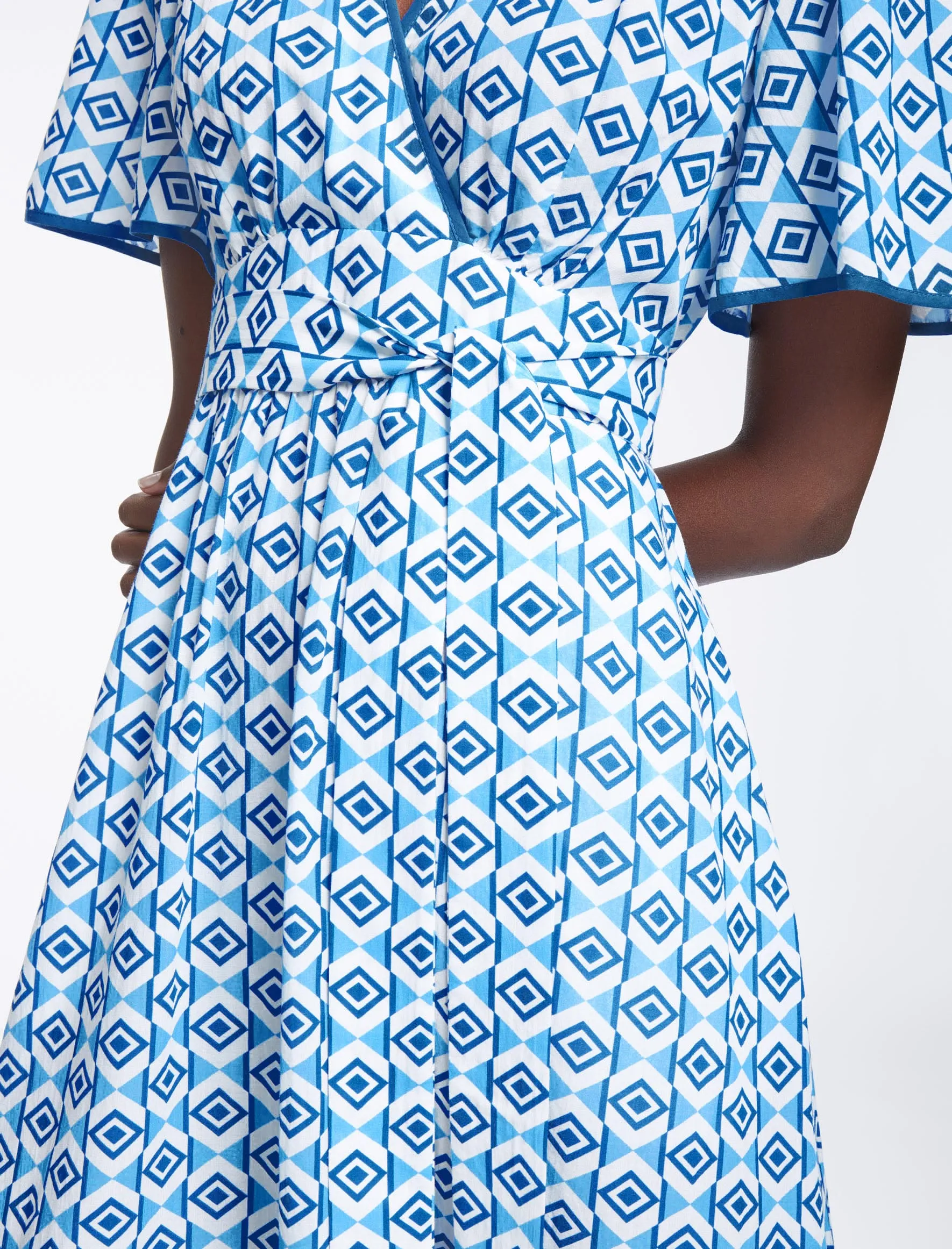 Gina Cotton Maxi Dress - Blue Diamond Geo Print