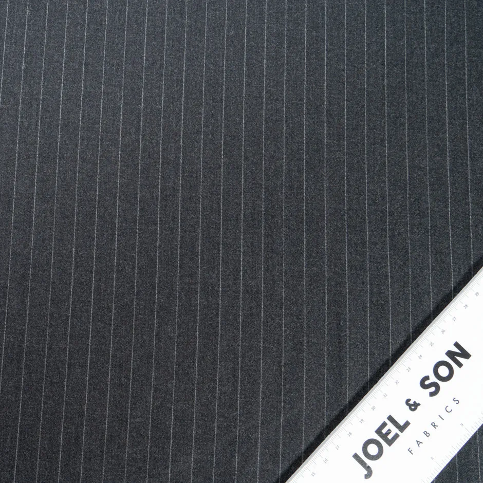 Grey Pinstripe & Blue Wool/Silk Blend Suiting