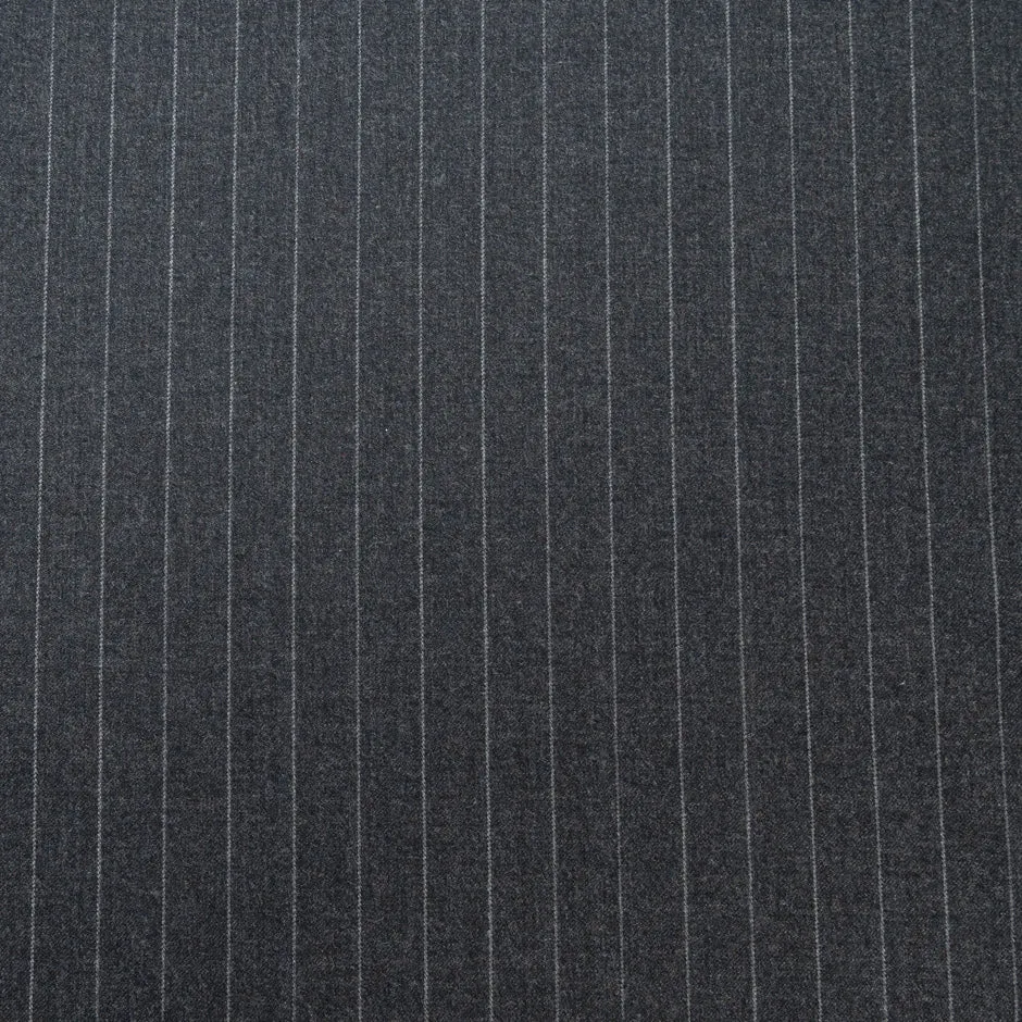 Grey Pinstripe & Blue Wool/Silk Blend Suiting