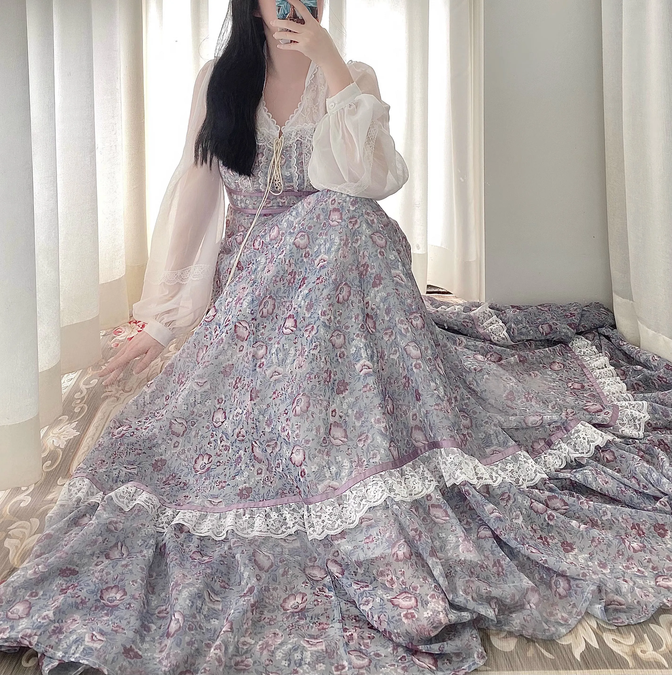 Gunne Sax Remake Floral Prairie Dress