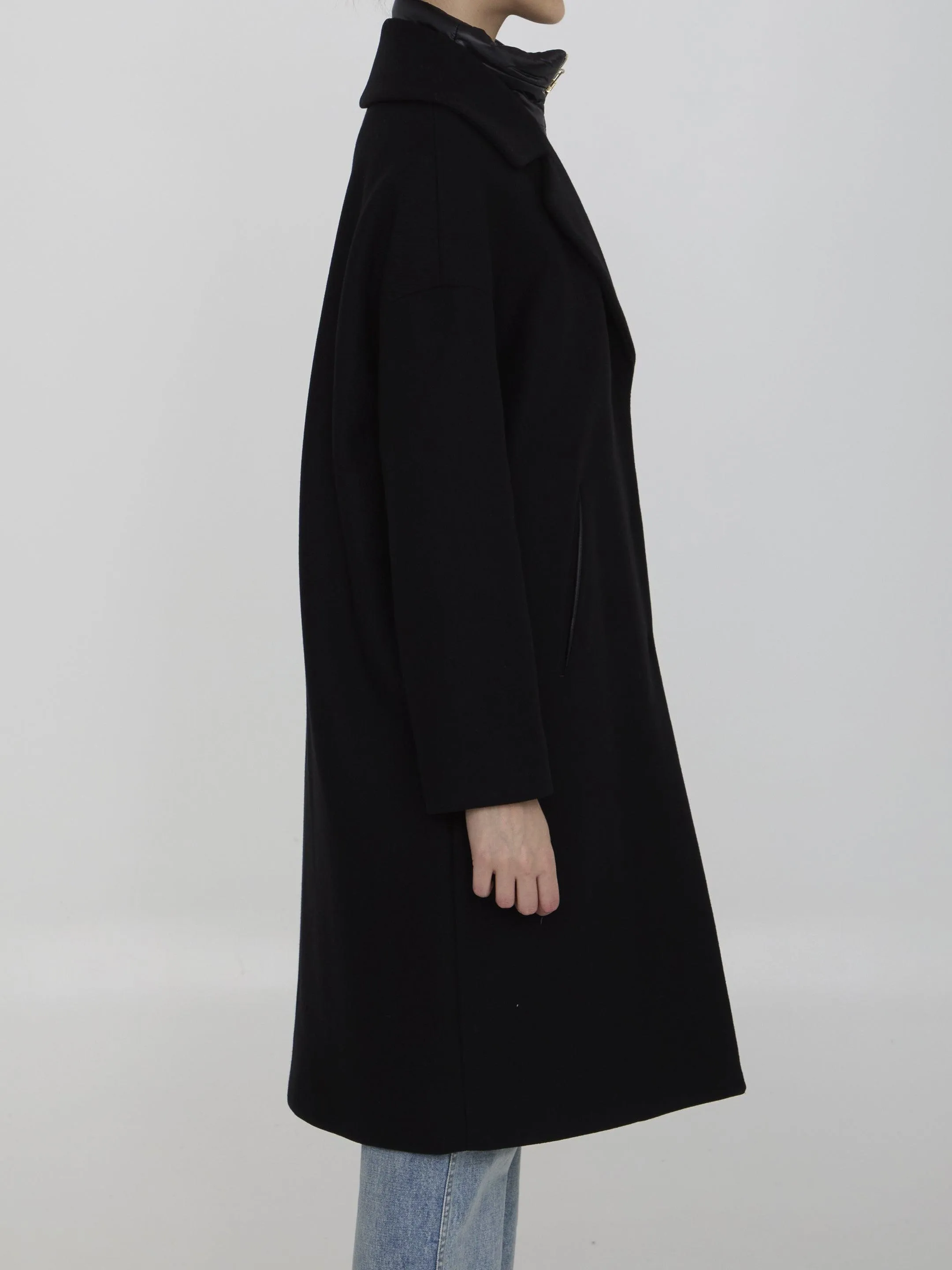 Herno Panelled Mid-Length Coat In Black