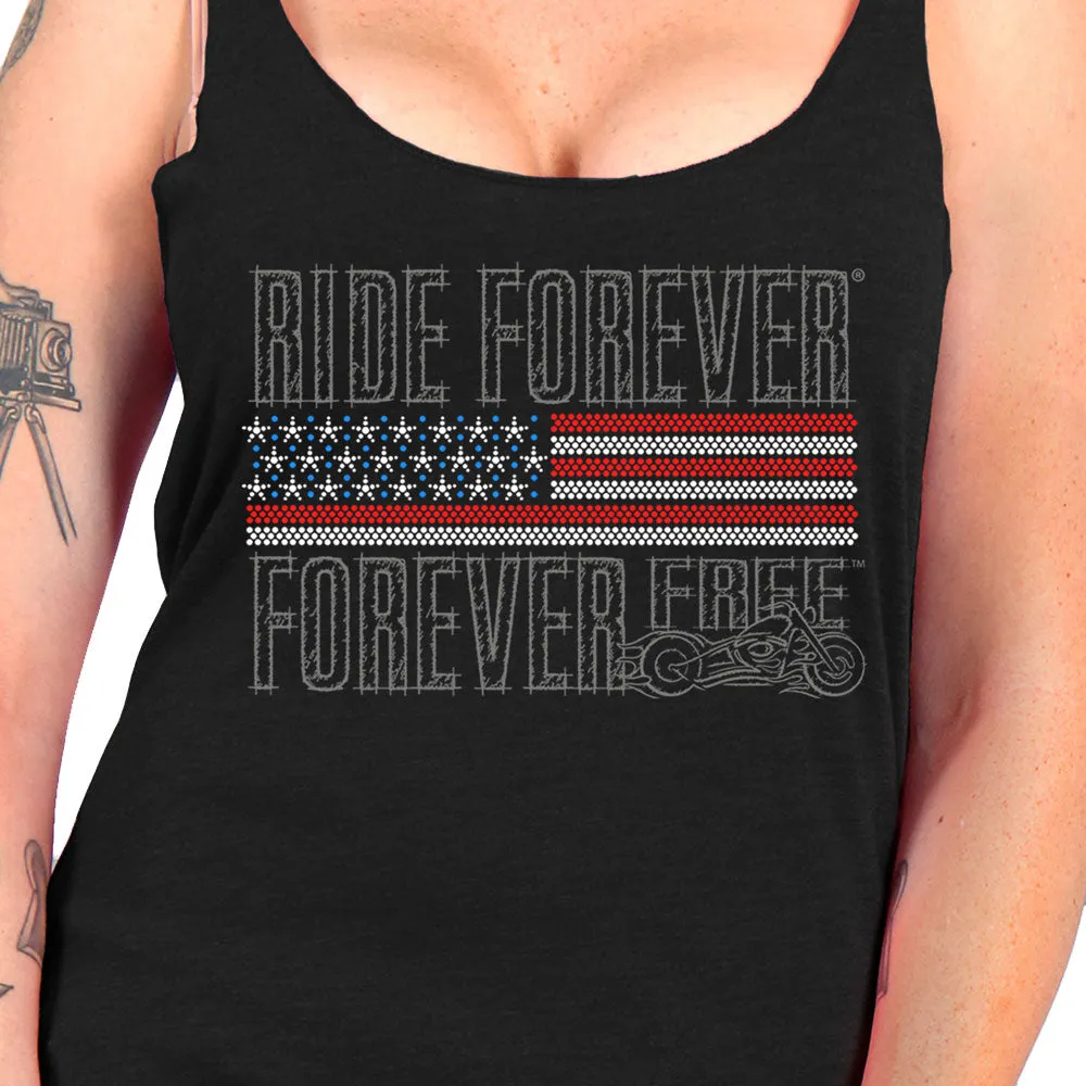 Hot Leathers GLC2443 Ladies 'Ride Forever, Forever Free' US Flag with