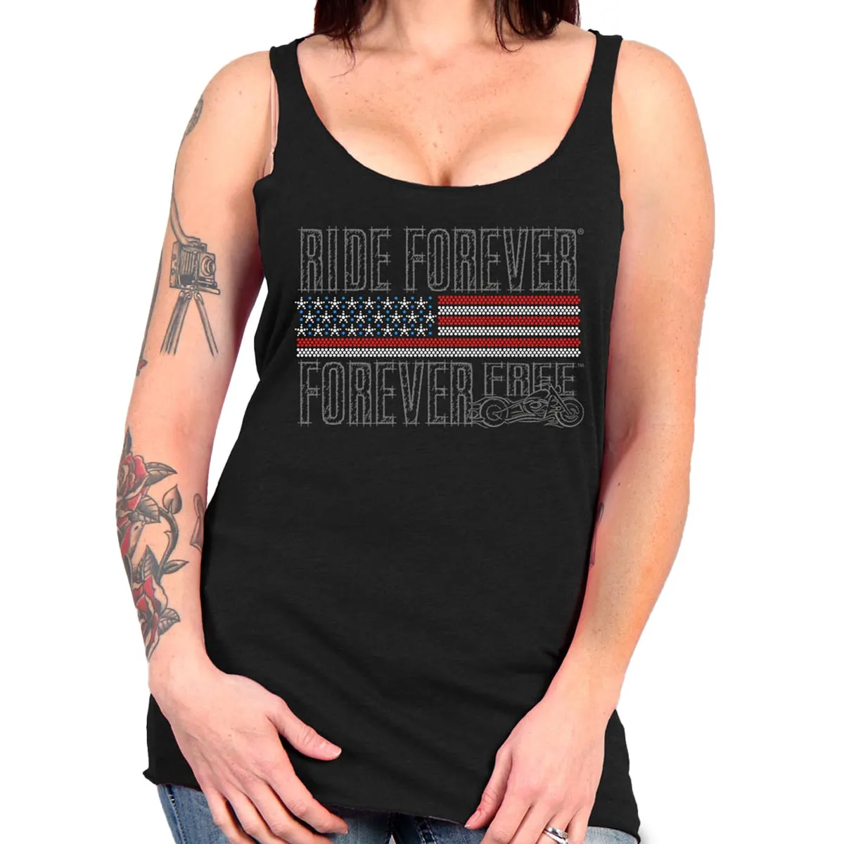 Hot Leathers GLC2443 Ladies 'Ride Forever, Forever Free' US Flag with