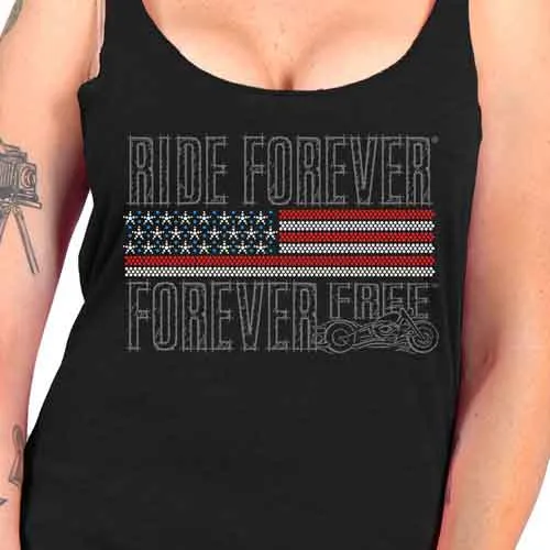 Hot Leathers GLC2443 Ladies 'Ride Forever, Forever Free' US Flag with