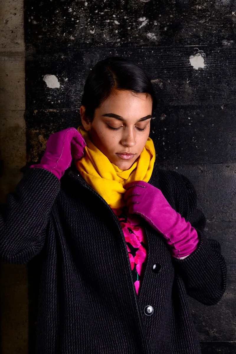 Hot Pink Suede Vintage Ladies Gloves