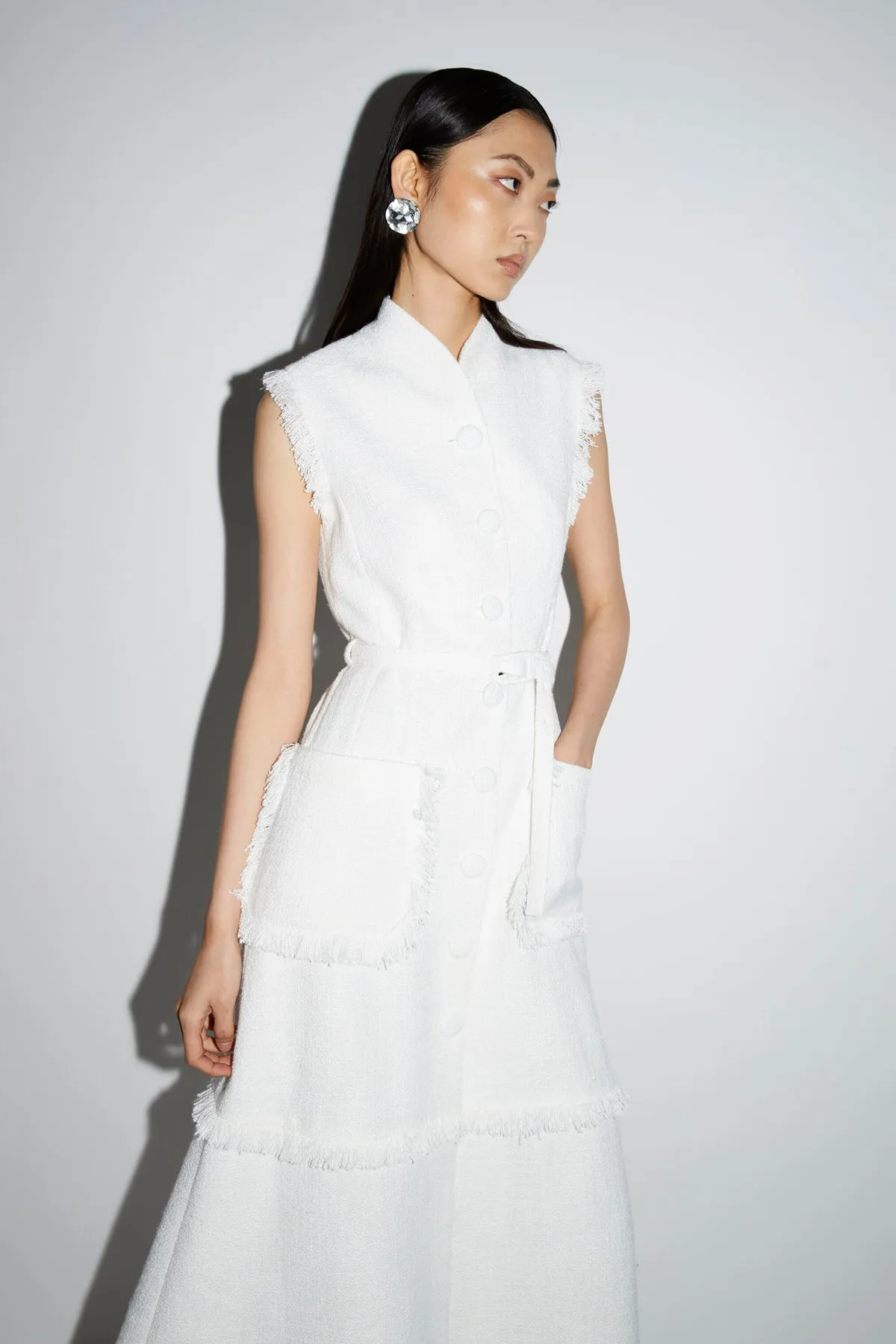 Huishan Zhang - Felicity Dress in White Tweed