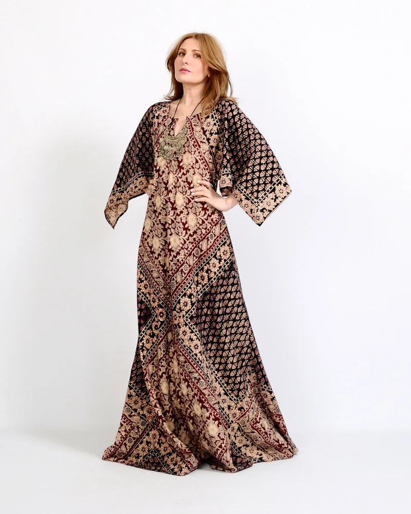 India Gauze Caftan Maxi Dress