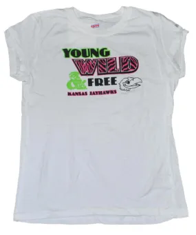 Kansas Jayhawks Cotton Exchange Girls White Young Wild & Free T-Shirt (XL) (16)