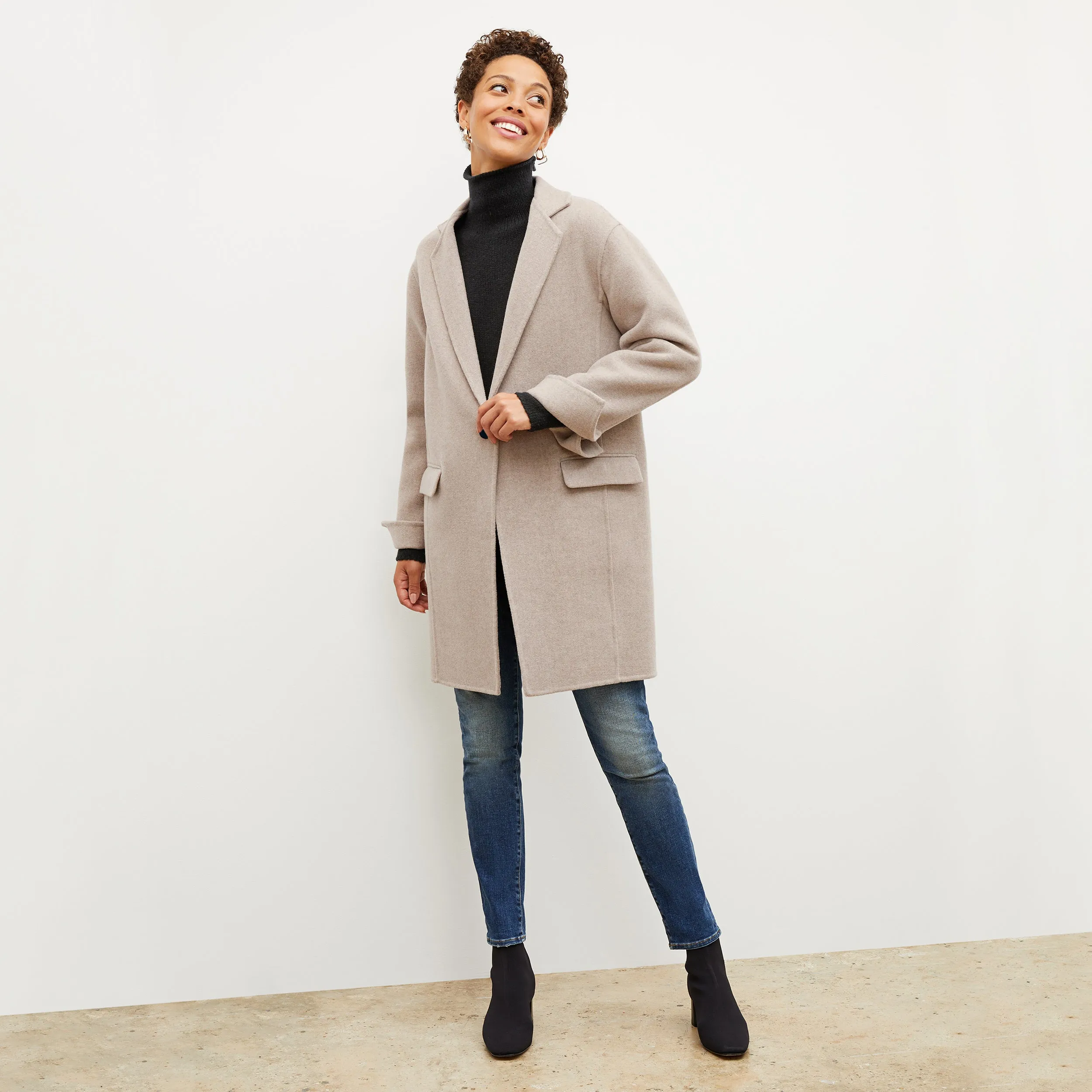 Kasha Coat - Double-Face Wool Cashmere :: Stone Melange