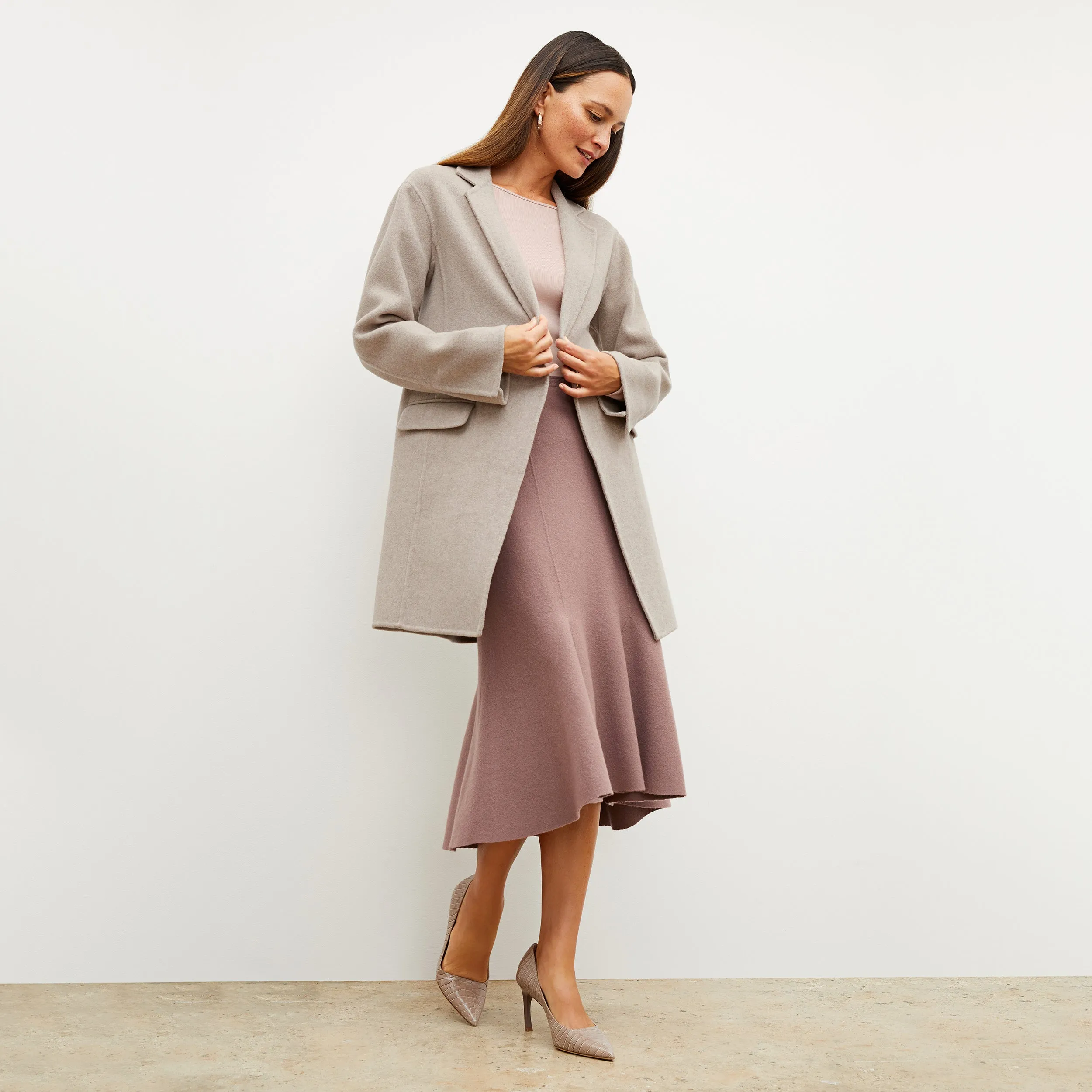 Kasha Coat - Double-Face Wool Cashmere :: Stone Melange