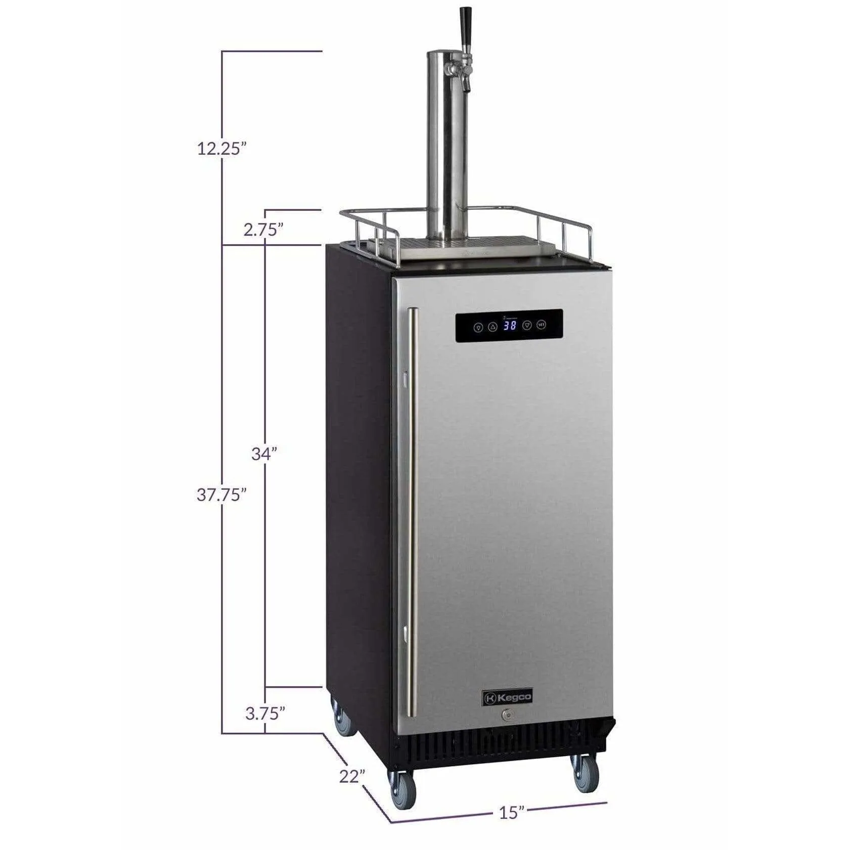 Kegco 15" Wide Commercial with Stainless Steel Door Kegerator SLK15BSR