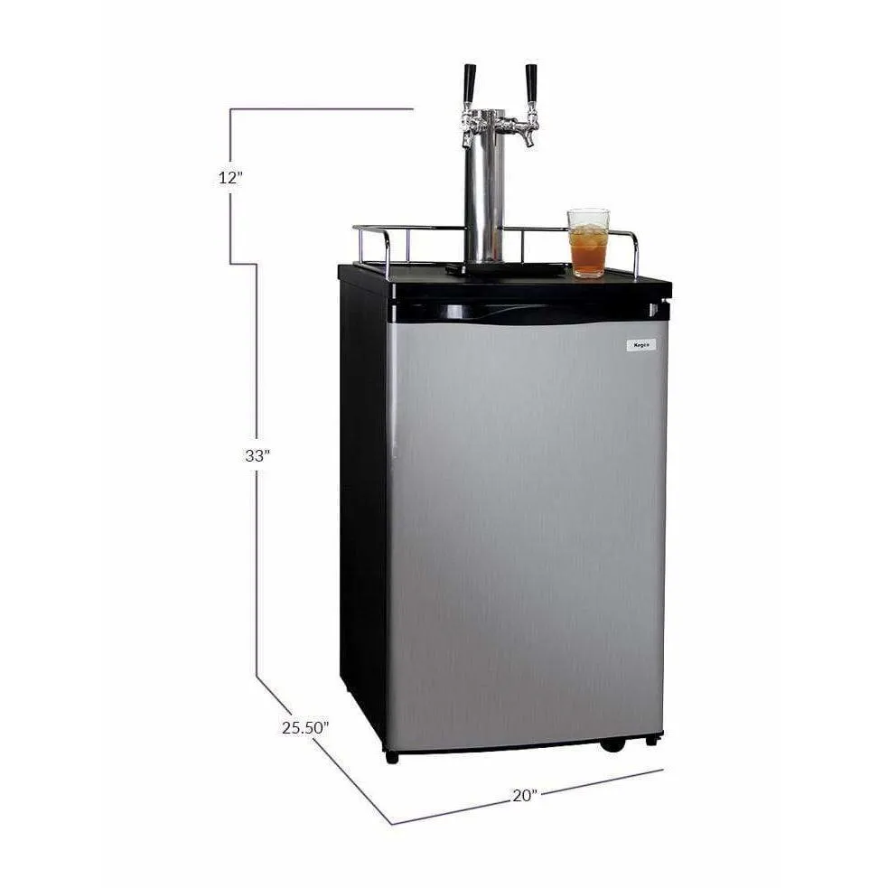 Kegco 20" Wide Kombucha Dual Tap Stainless Steel Kegerator KOM19S-2