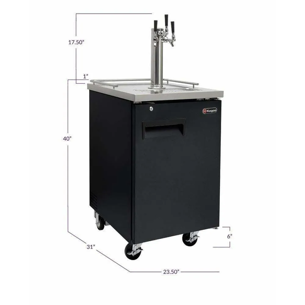 Kegco 24" Wide Kombucha Triple Tap Black Kegerator KOMC1B-3