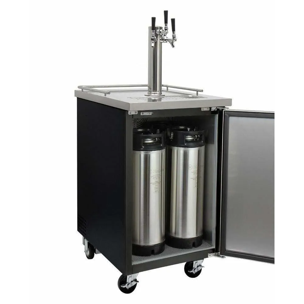 Kegco 24" Wide Kombucha Triple Tap Black Kegerator KOMC1B-3