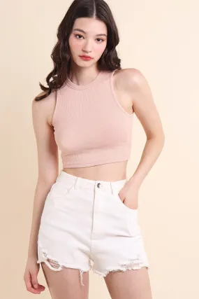 KYLIE RIBBED TANK TOP IN BABY PINK