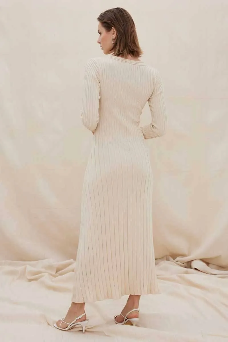 Laced Long Sleeve Midi Dress