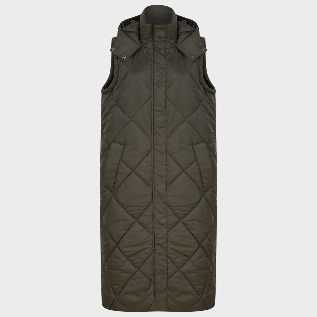 Ladies Longline Diamond Quilted Gilet