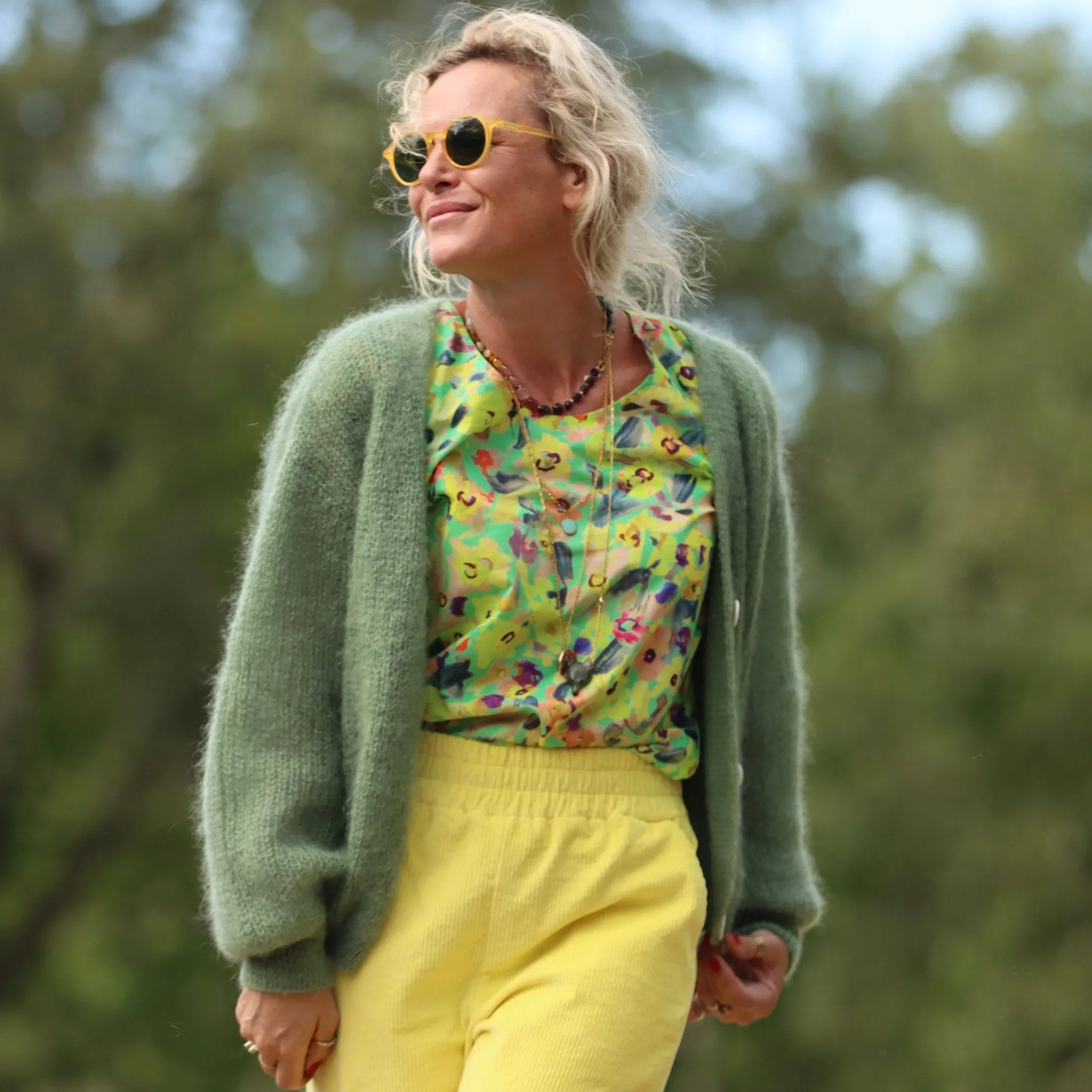 Le gilet Philippine mohair et laine - Vert mousse