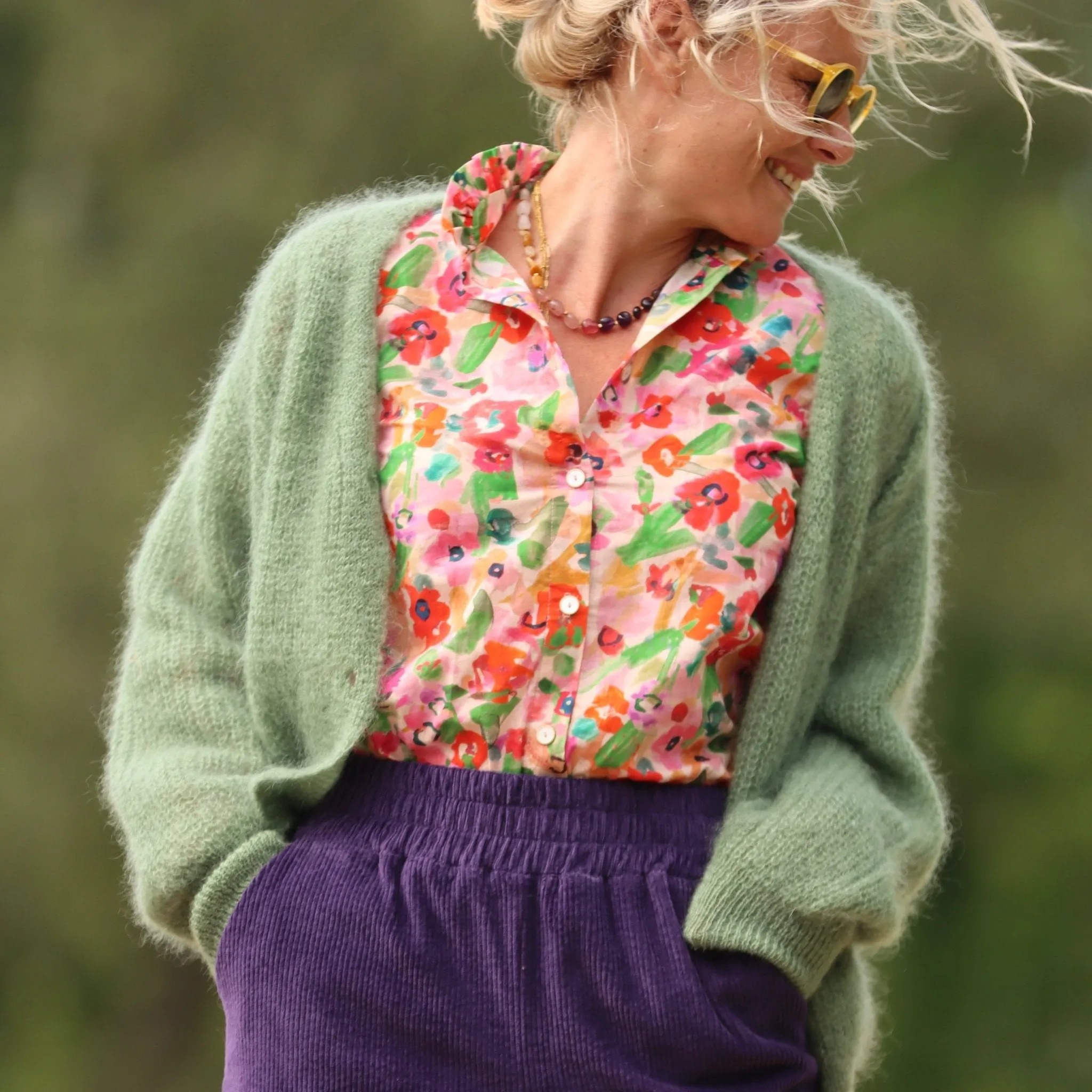 Le gilet Philippine mohair et laine - Vert mousse