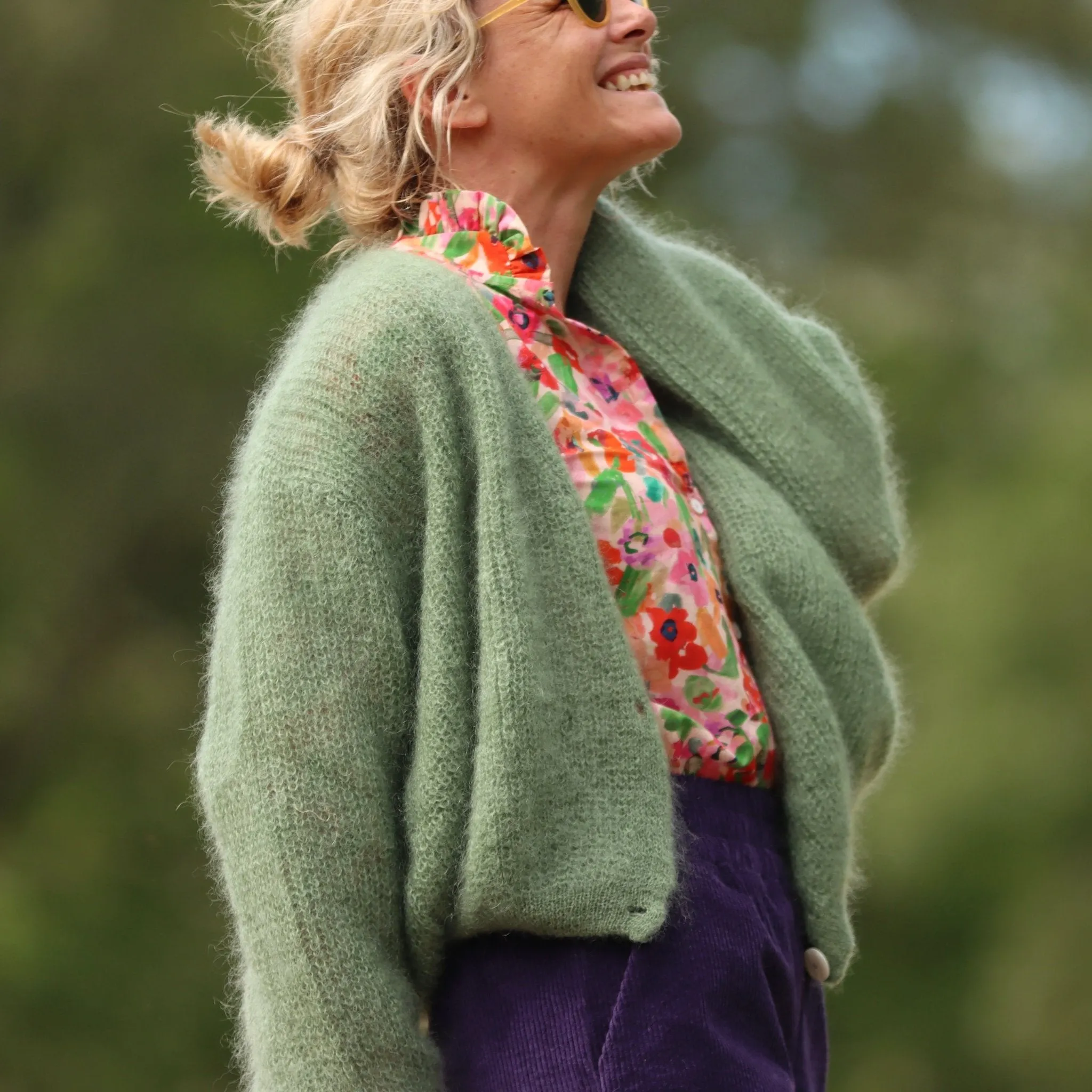 Le gilet Philippine mohair et laine - Vert mousse