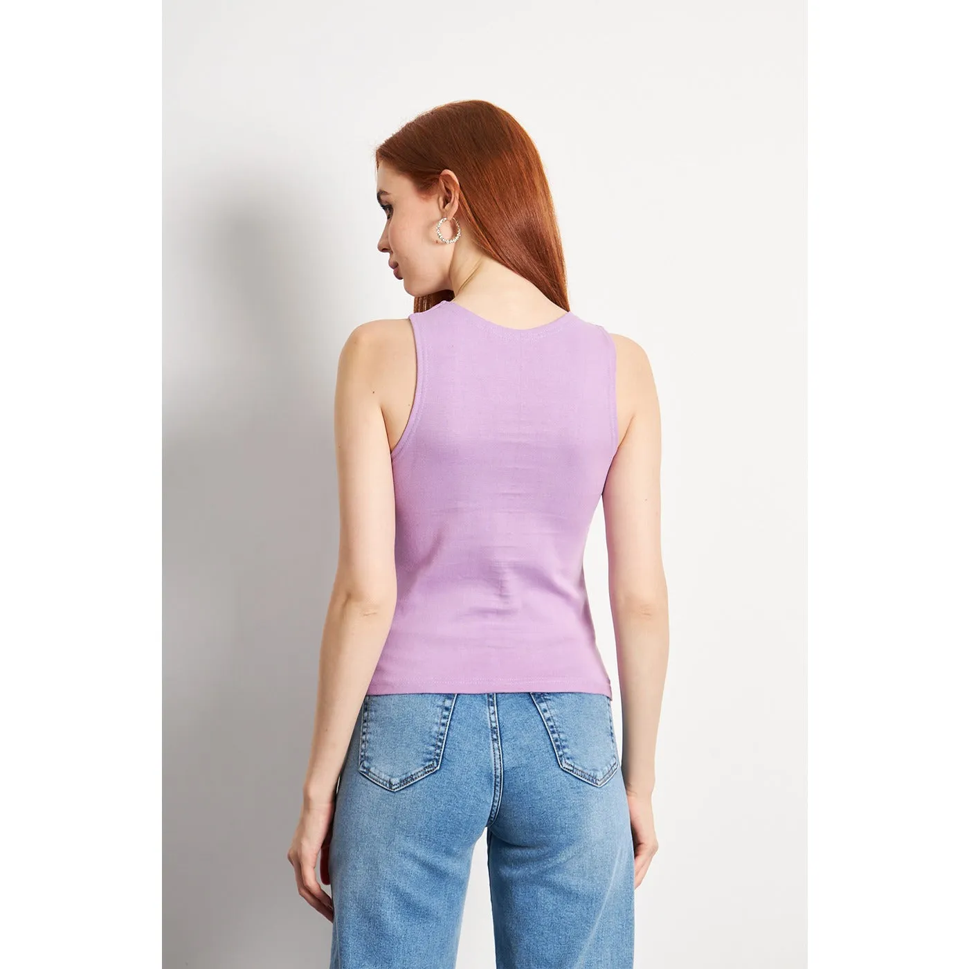 Lilac Square Neck Tank Top