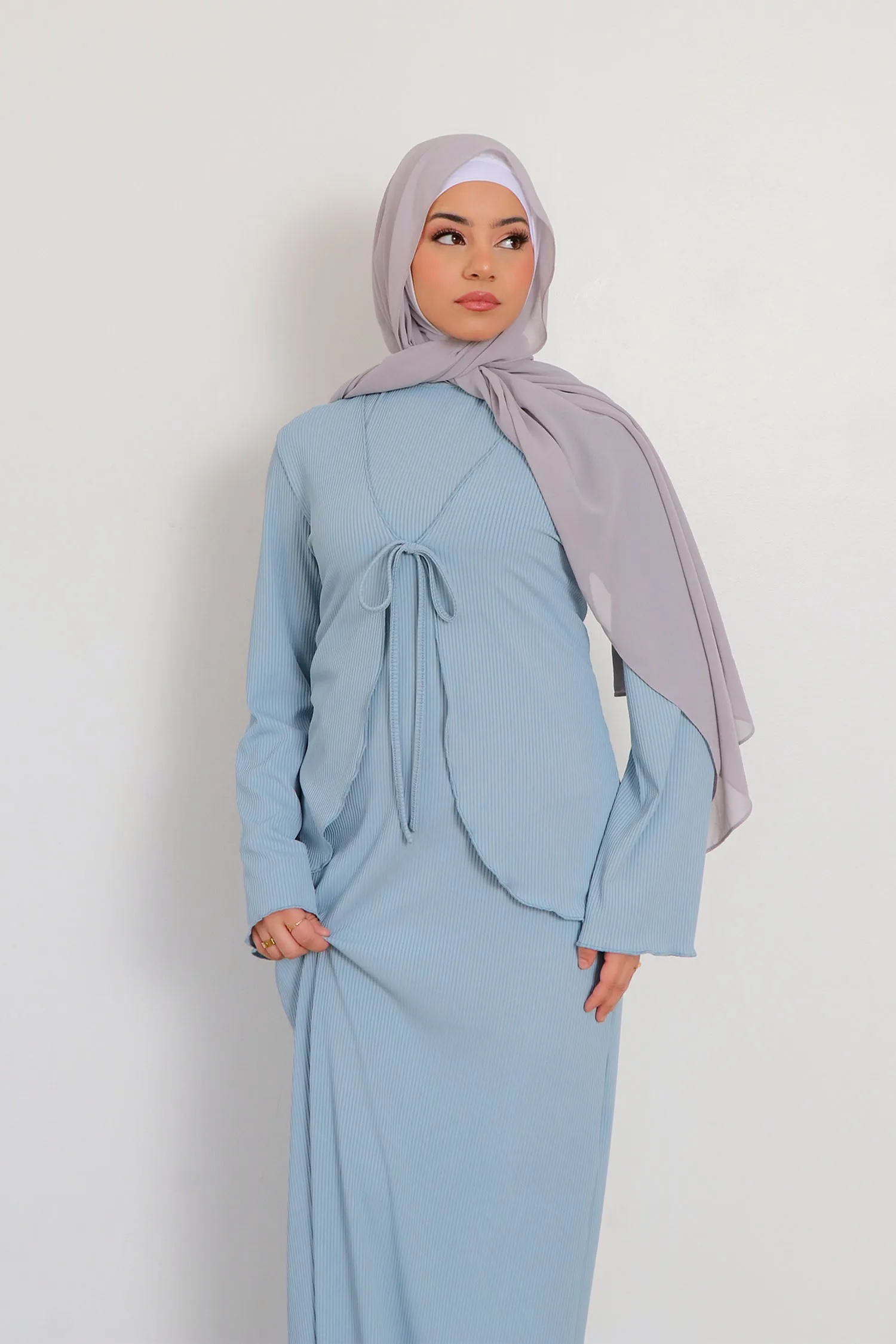 Lina Ribbed Maxi Set- Soft Blue