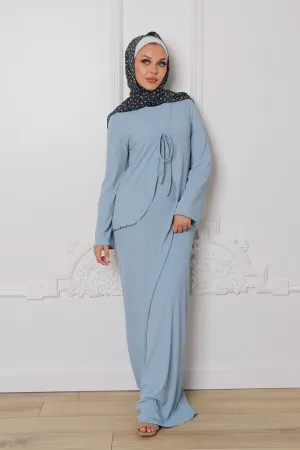 Lina Ribbed Maxi Set- Soft Blue