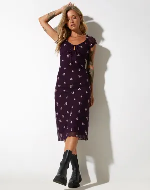 Lona Maxi Dress in Plum Daisy Embro