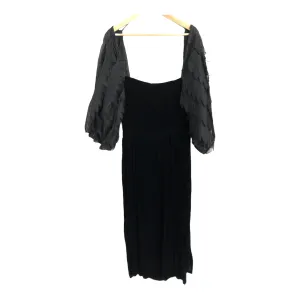 Louis Feraud Vintage Velvet 3/4 Sleeve Empire Evening Cocktail Dress Black UK10-12