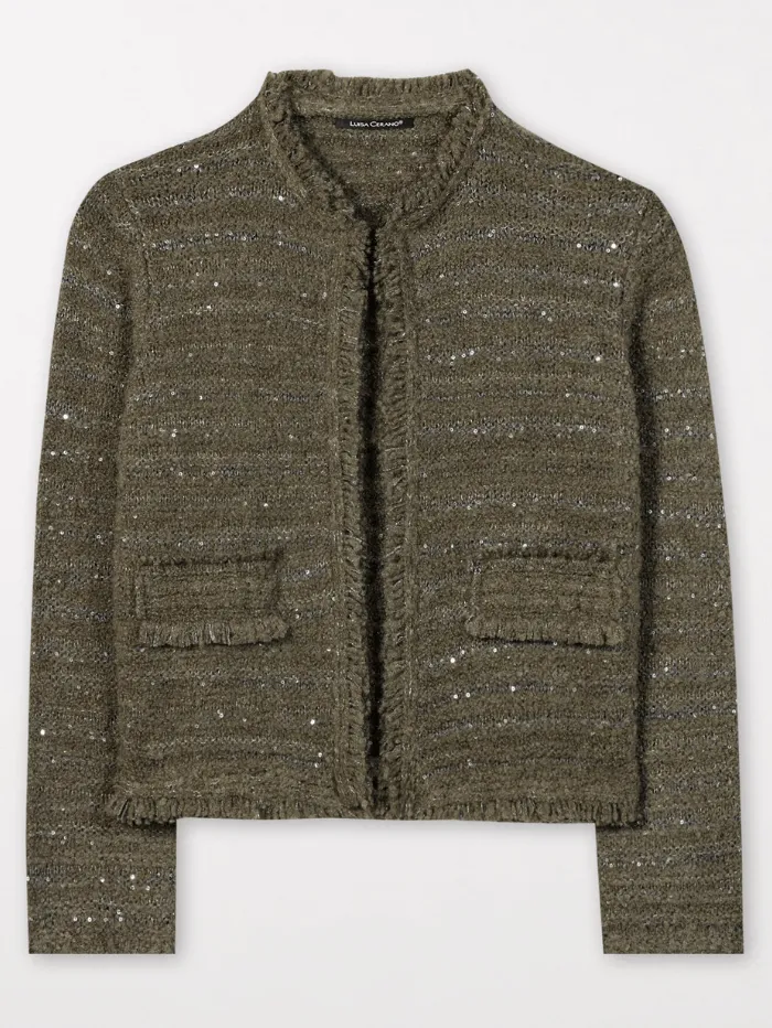 Luisa Cerano Khaki Boucle Tweed Jacket 488339 5329 Col 354