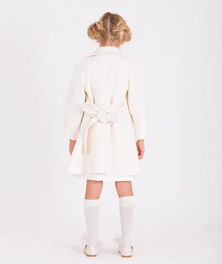 Mama Luma Girls Long Coat in White