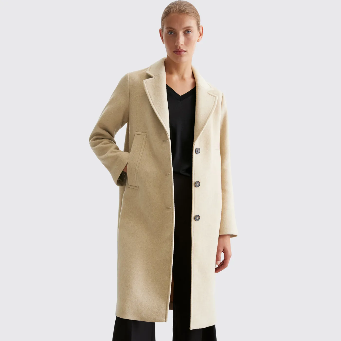 Marc O’Polo Wool Coat  | Grey / Camel