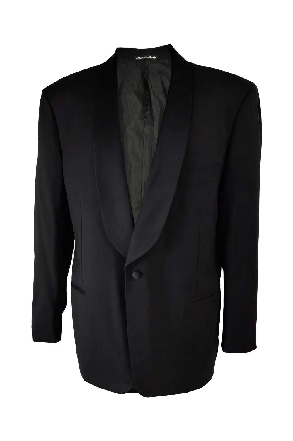 Max Laurens Vintage Italian Black Shawl Collar Mens Dinner Jacket, 1980s