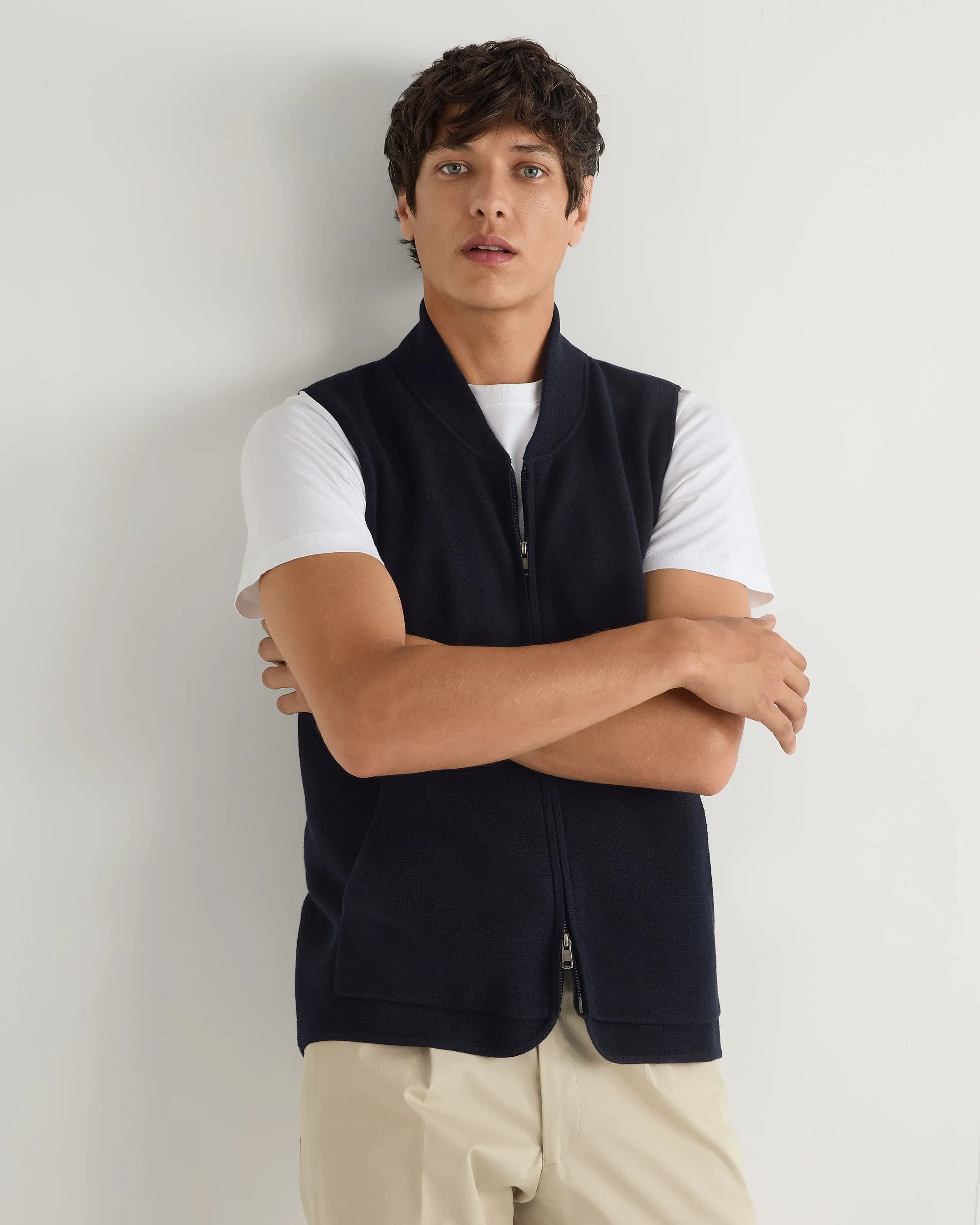 Men's Cotton Blend Gilet Navy Blue