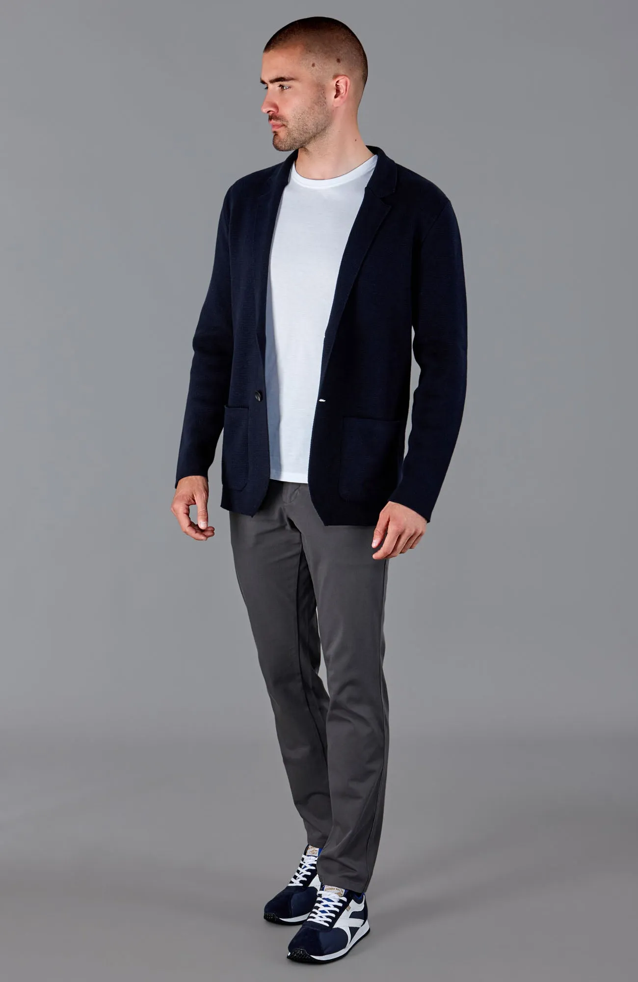 Mens Midweight Cotton Deconstructed Knitted Blazer