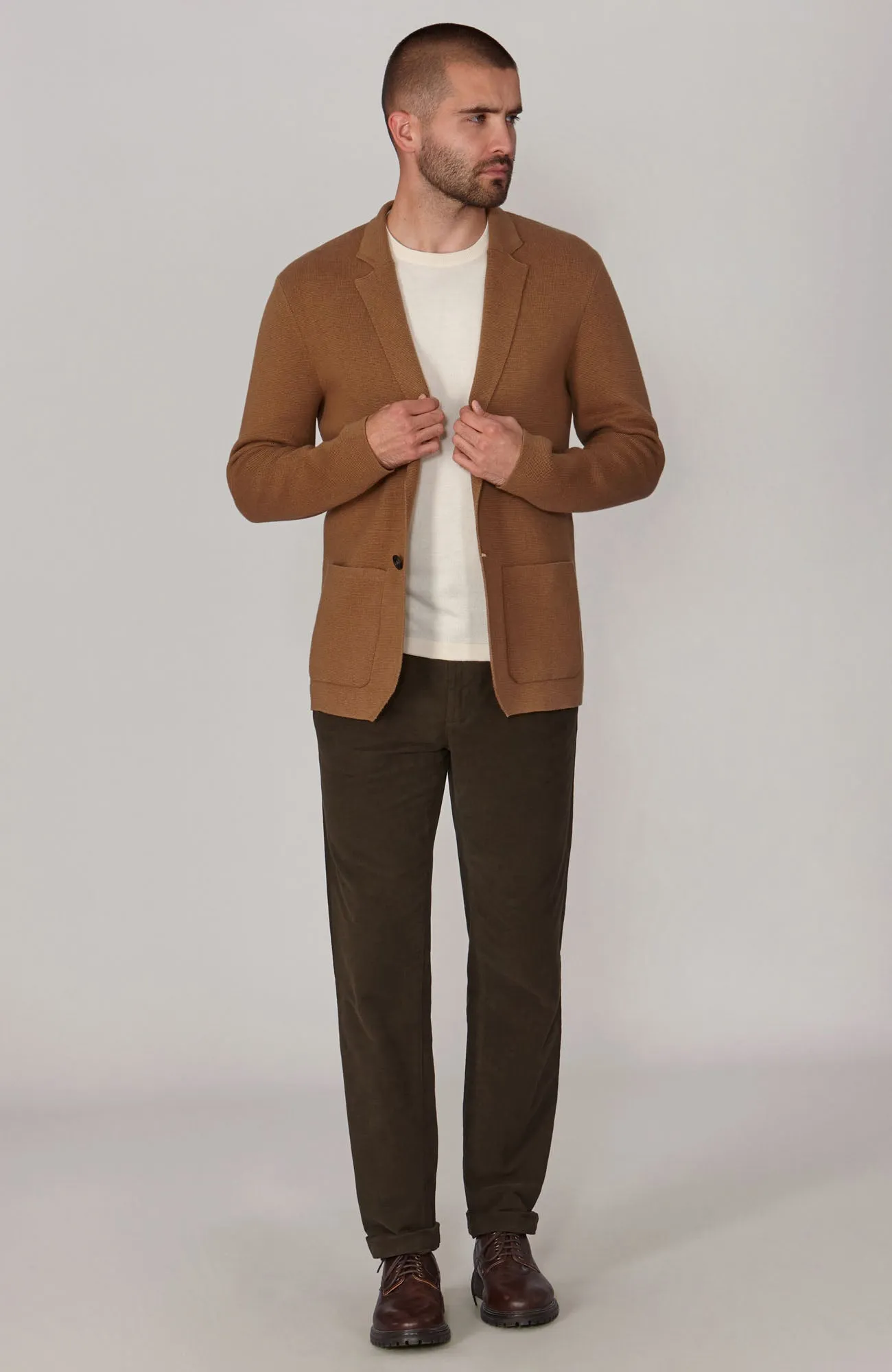 Mens Midweight Cotton Deconstructed Knitted Blazer