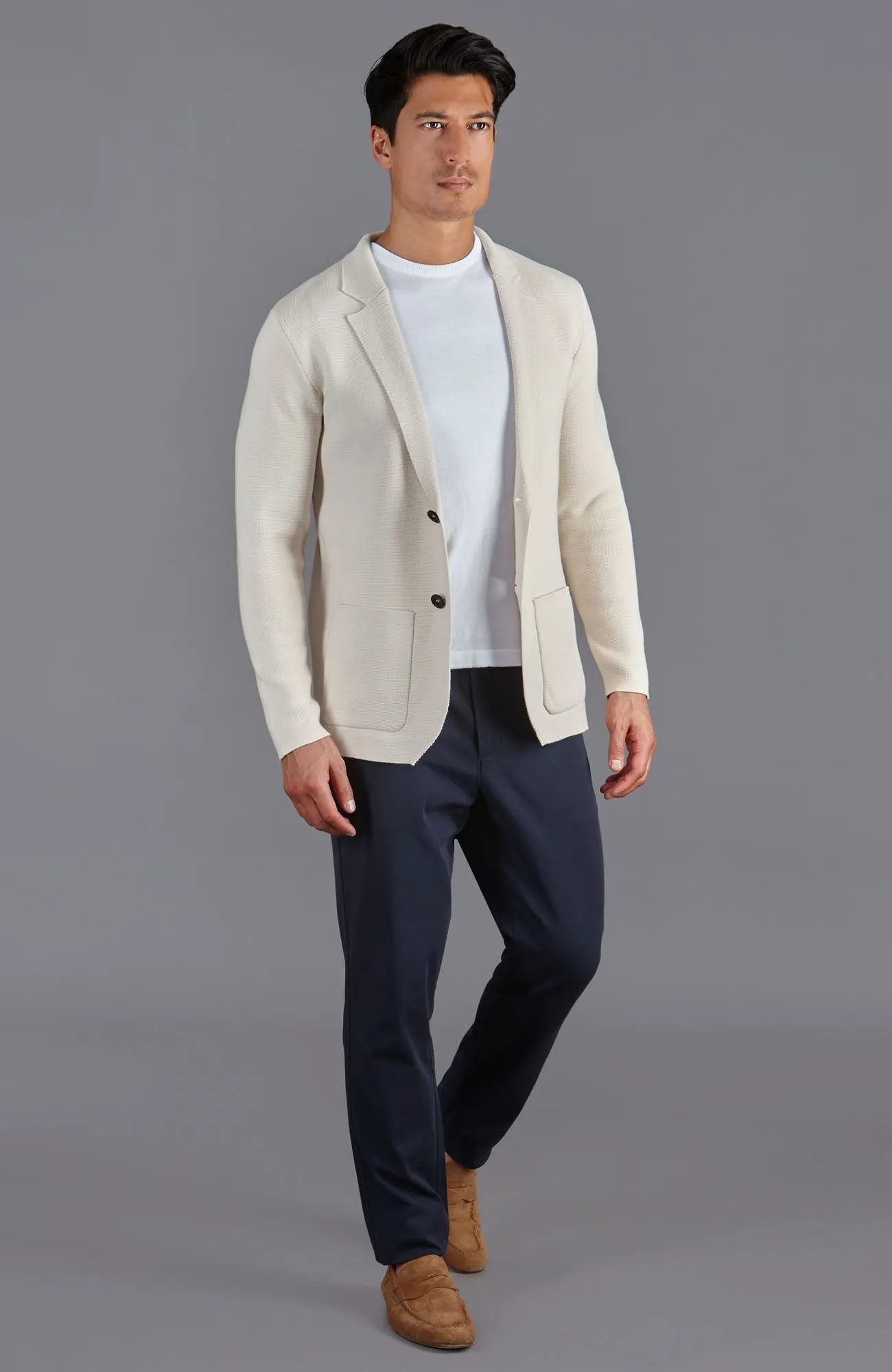 Mens Midweight Cotton Deconstructed Knitted Blazer