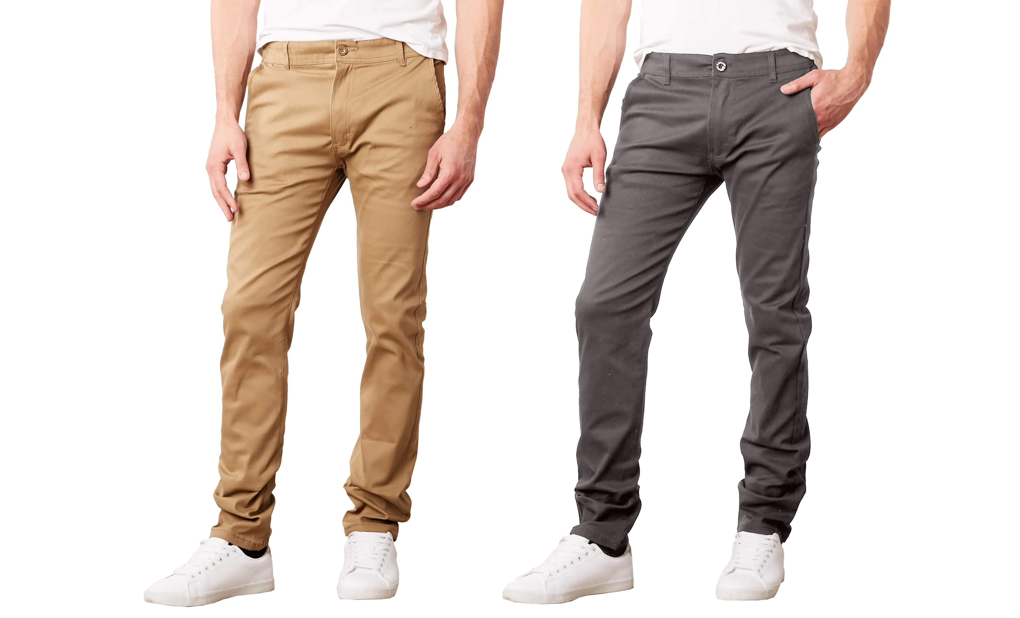 Men's Slim Fit Cotton Stretch Chino Pants 2 Pack