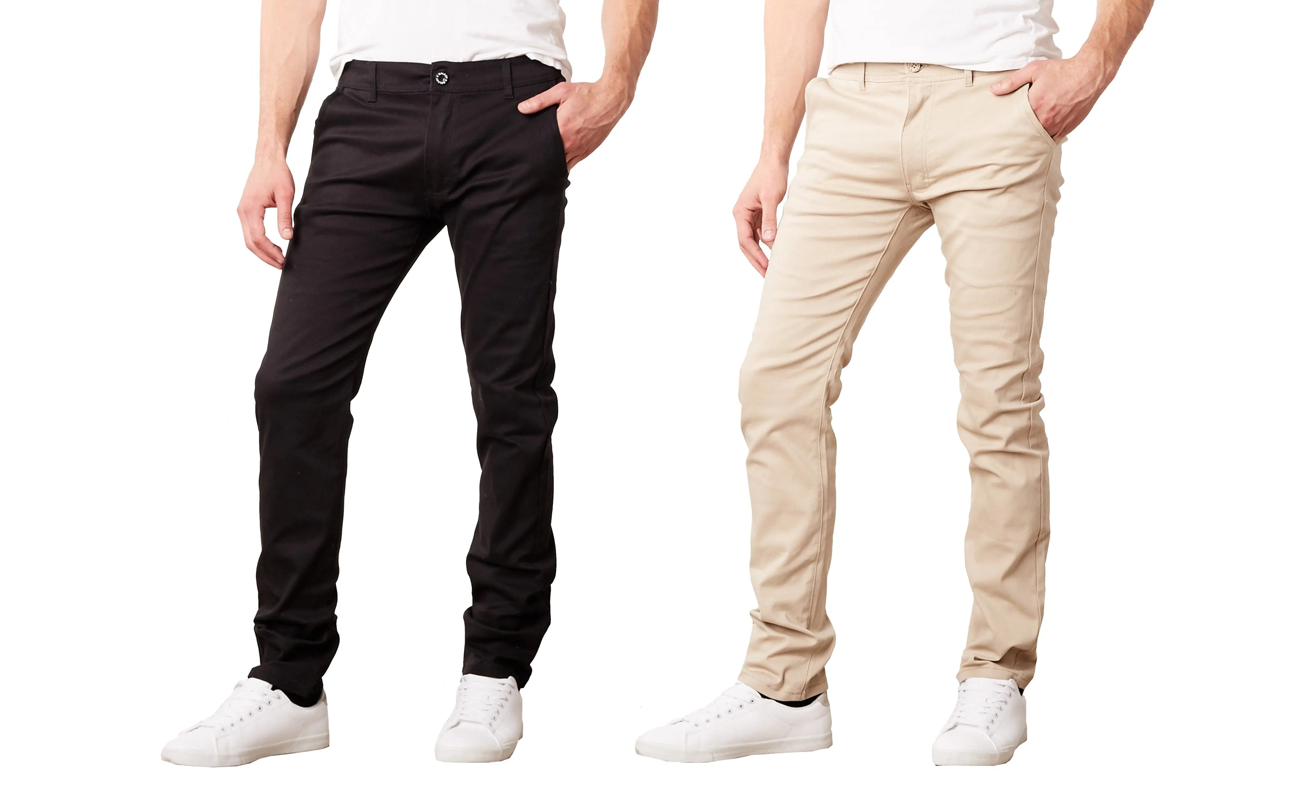 Men's Slim Fit Cotton Stretch Chino Pants 2 Pack