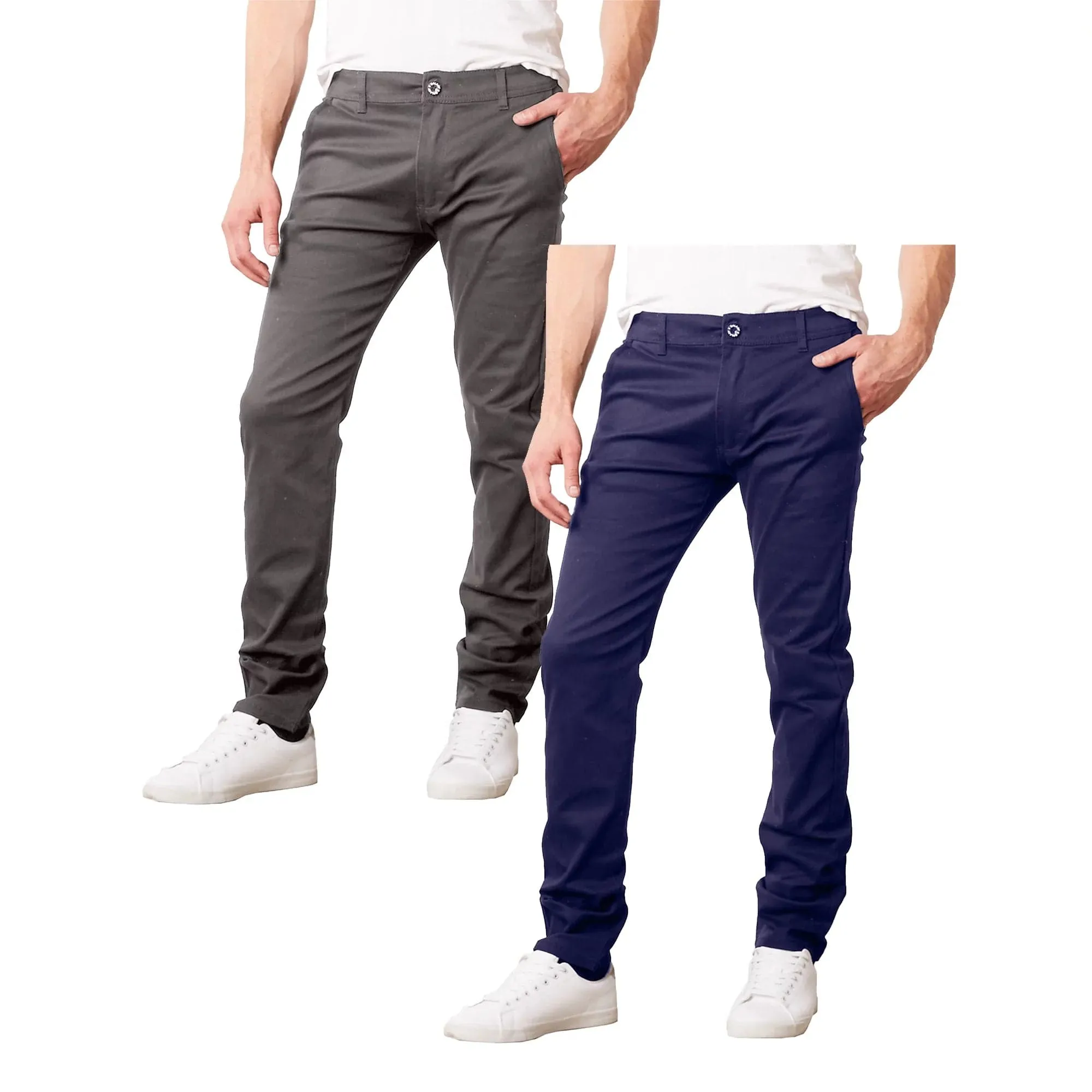 Men's Slim Fit Cotton Stretch Chino Pants 2 Pack