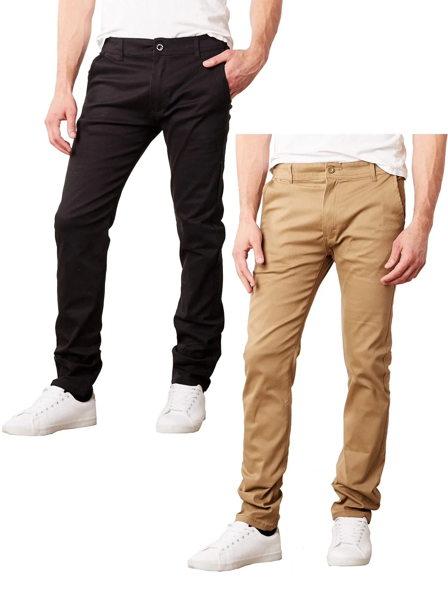 Men's Slim Fit Cotton Stretch Chino Pants 2 Pack