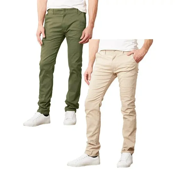 Men's Slim Fit Cotton Stretch Chino Pants 2 Pack