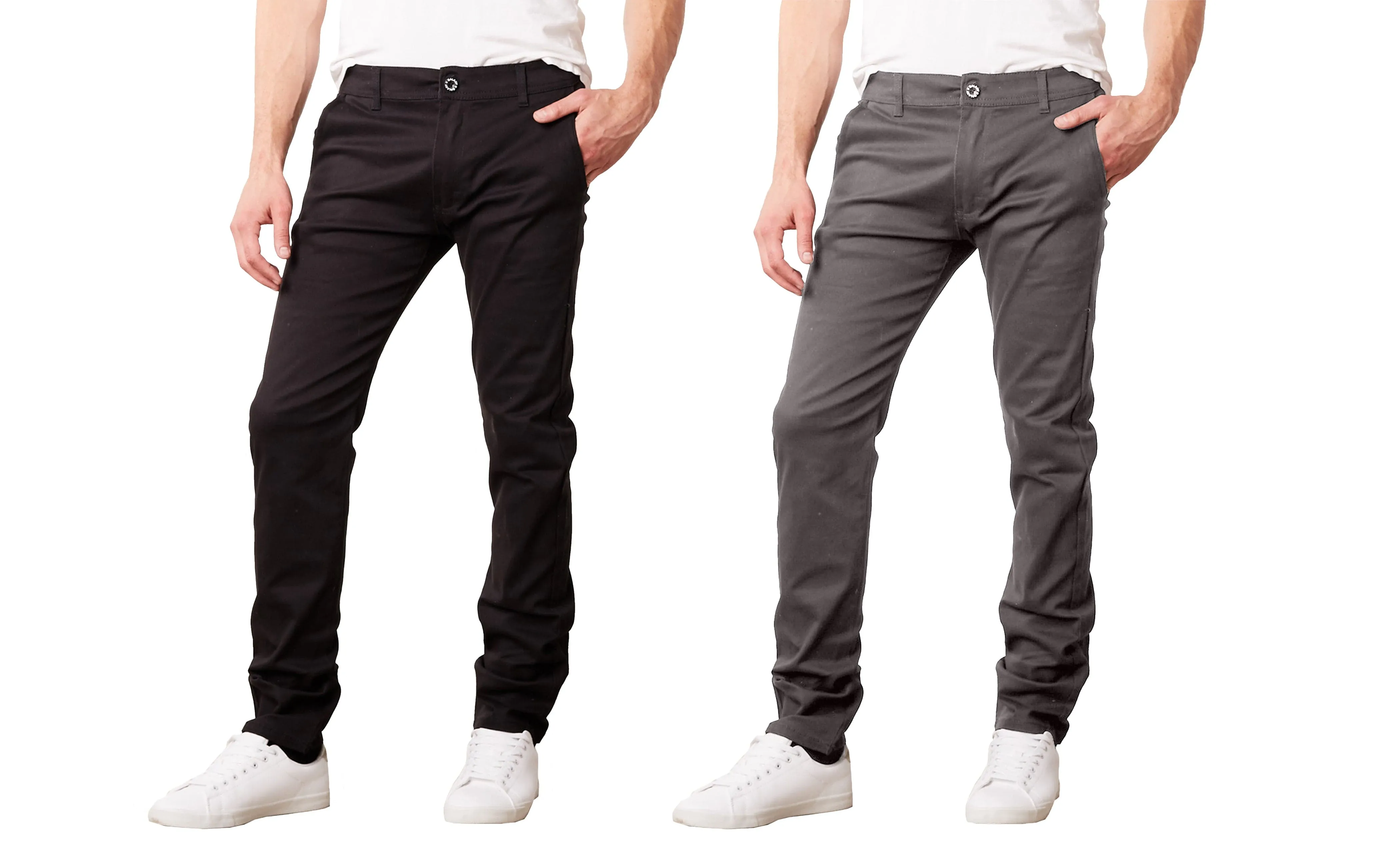 Men's Slim Fit Cotton Stretch Chino Pants 2 Pack