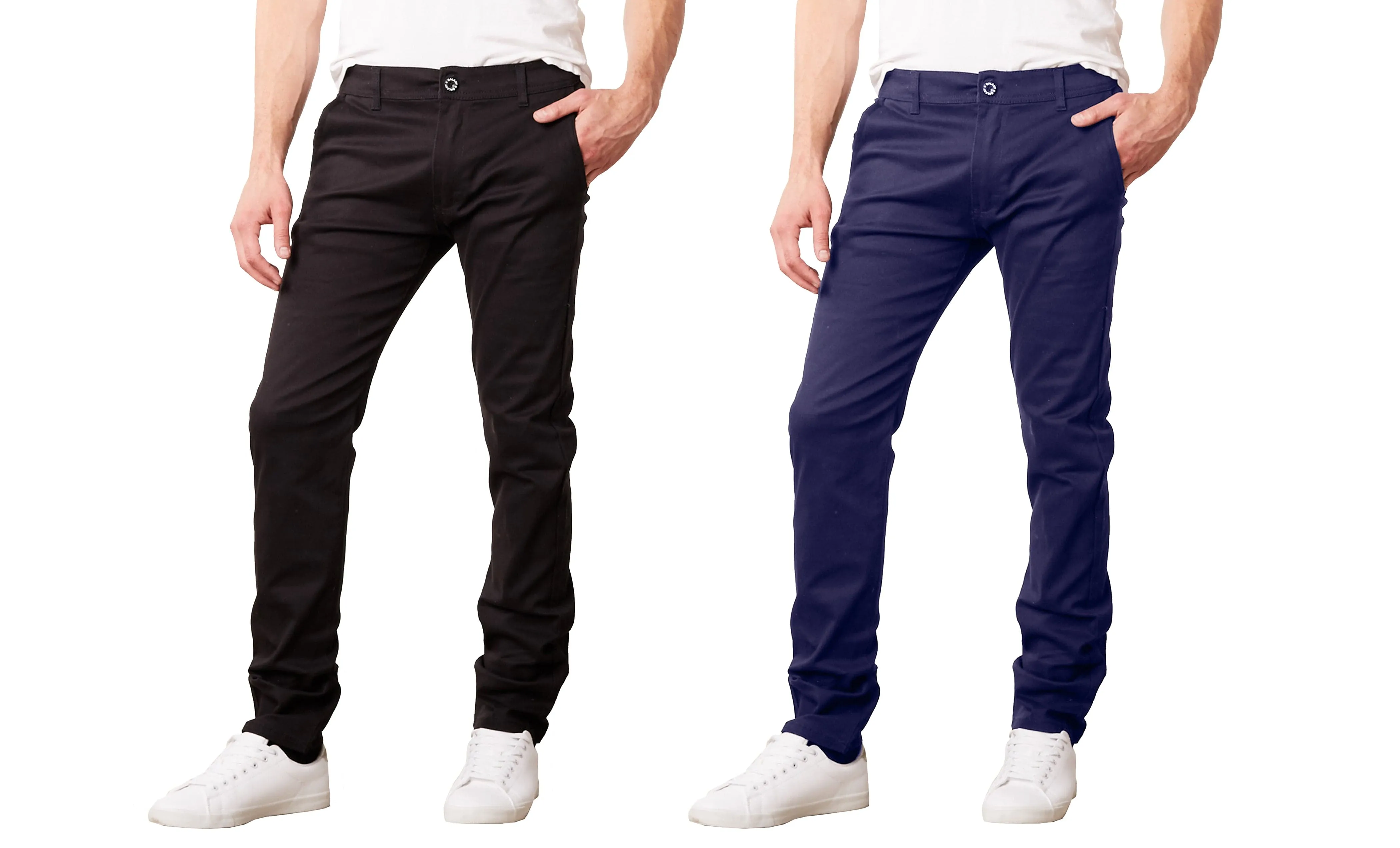 Men's Slim Fit Cotton Stretch Chino Pants 2 Pack