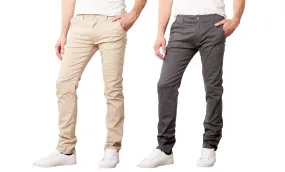 Men's Slim Fit Cotton Stretch Chino Pants 2 Pack