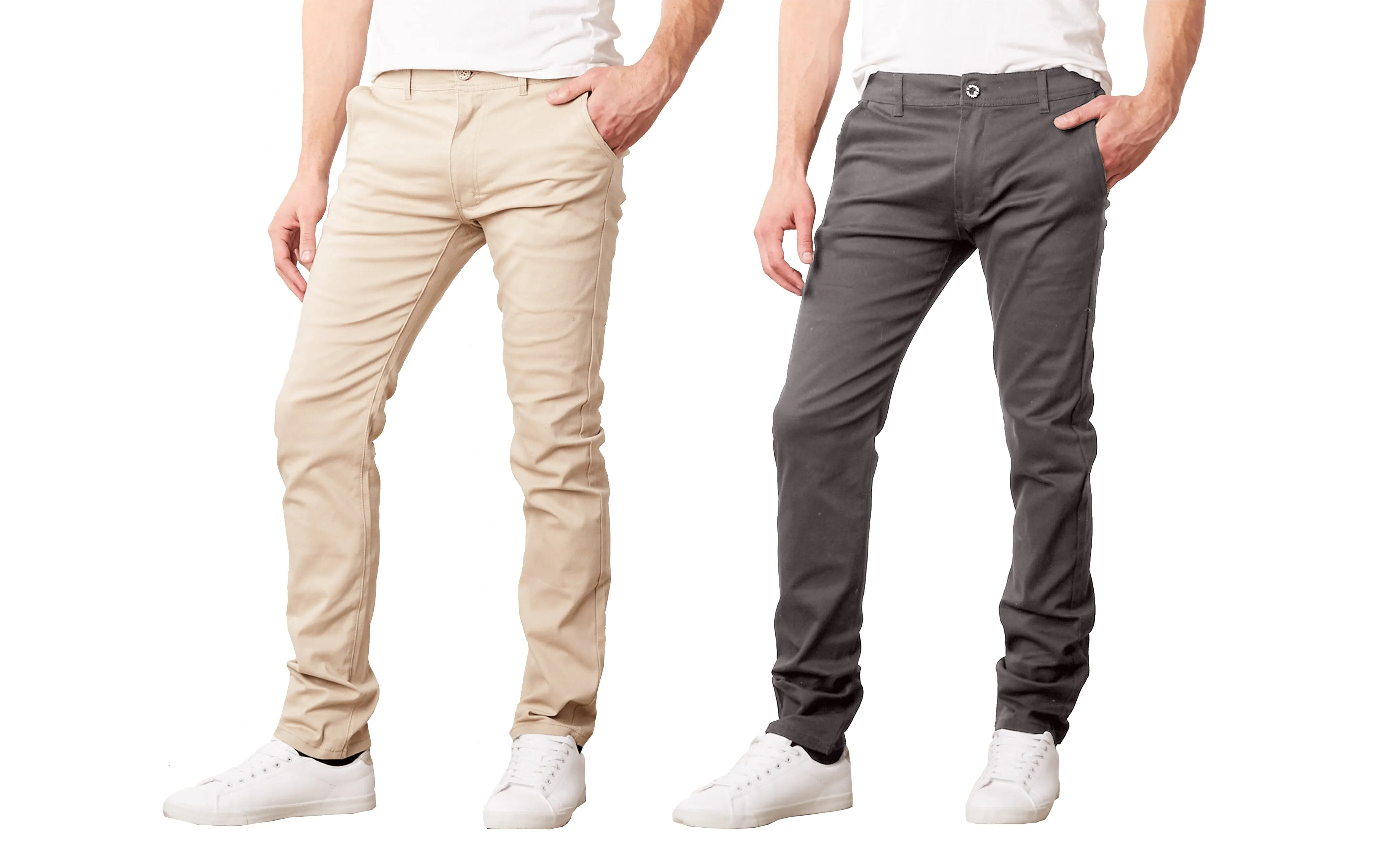 Men's Slim Fit Cotton Stretch Chino Pants 2 Pack