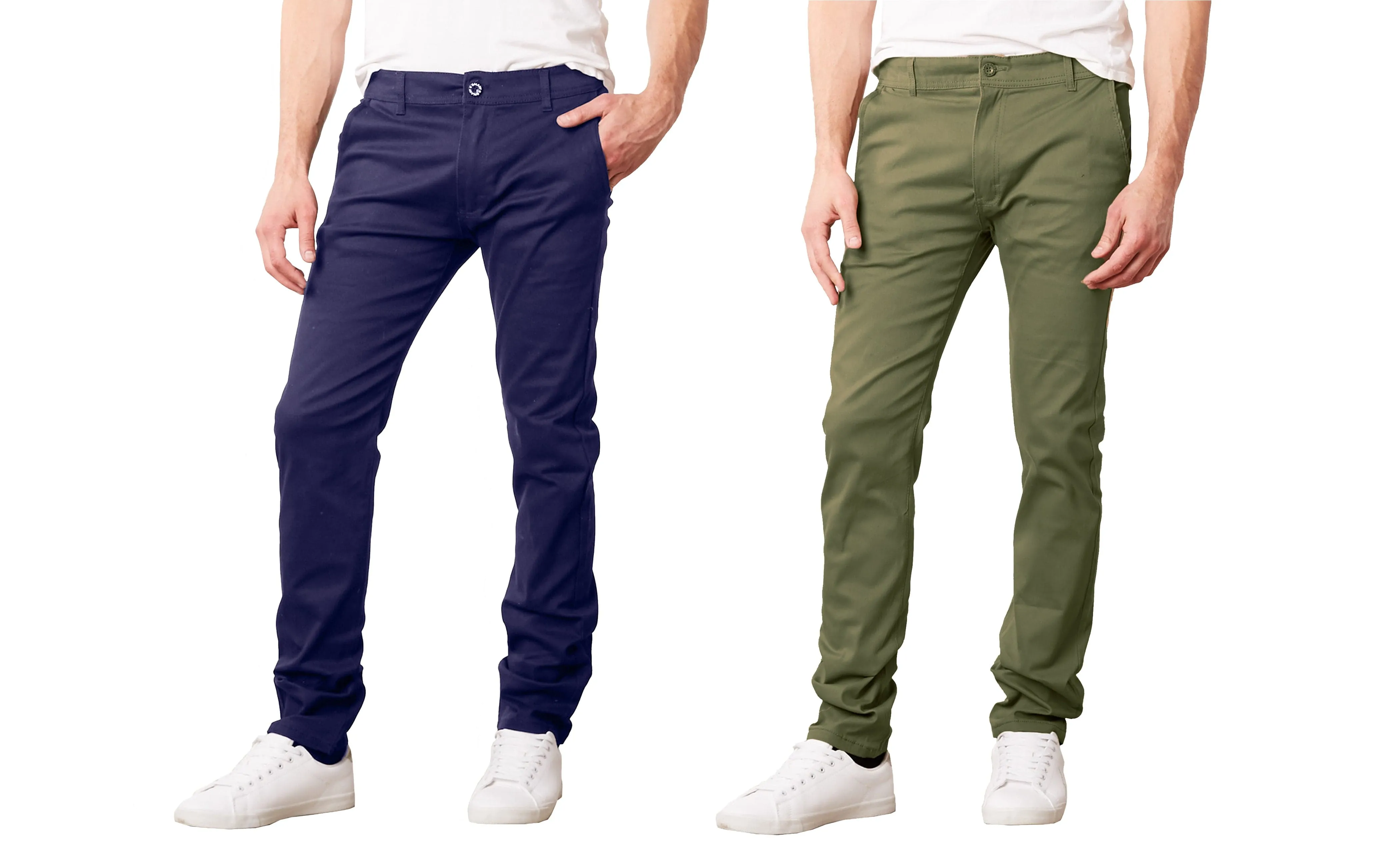 Men's Slim Fit Cotton Stretch Chino Pants 2 Pack