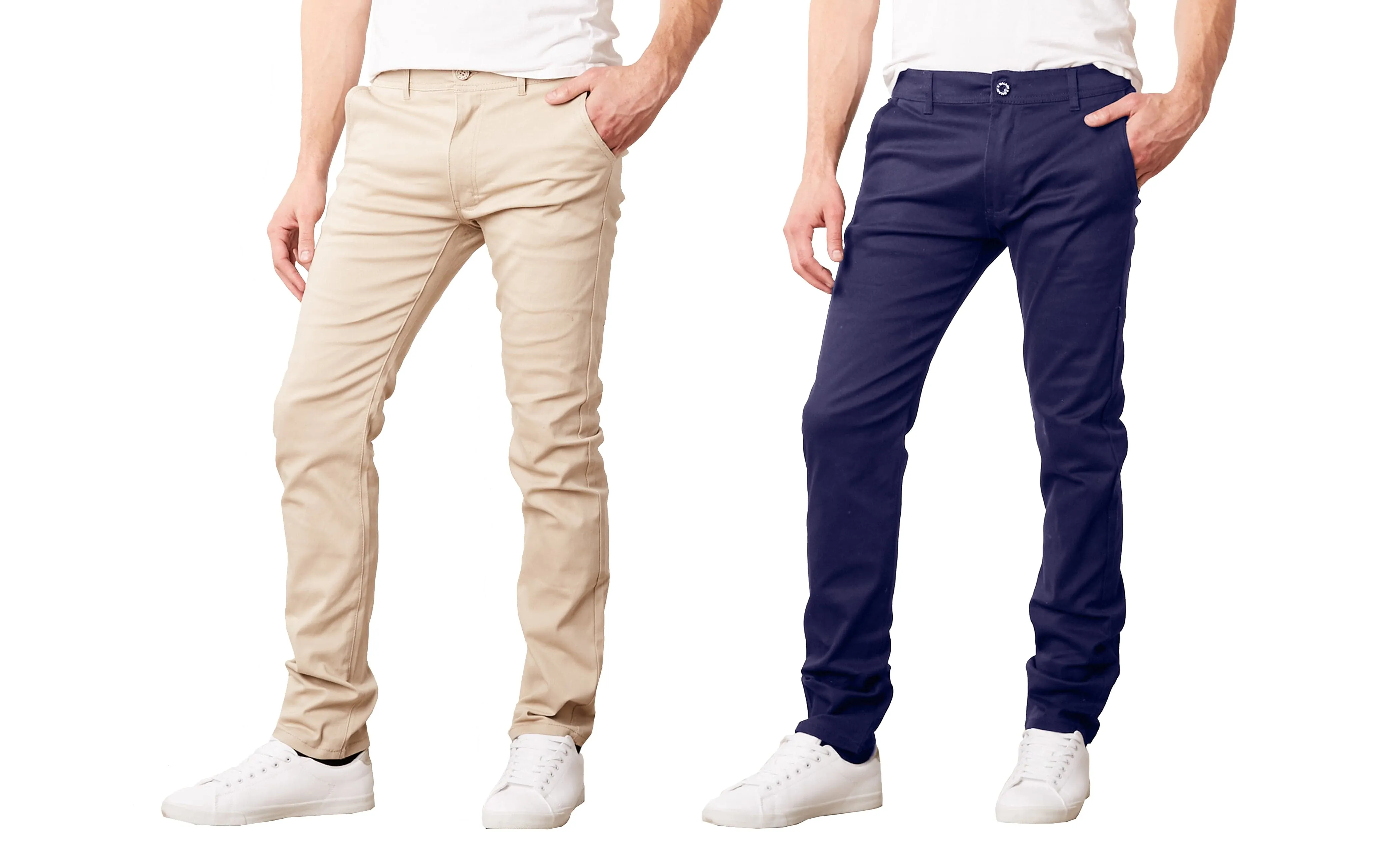 Men's Slim Fit Cotton Stretch Chino Pants 2 Pack